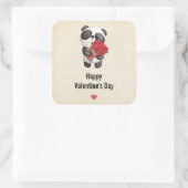 Cute Panda Beer met Rose Bouquet Valentijnsdag Vierkante Sticker (Tas)