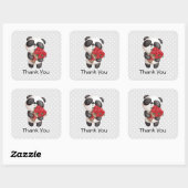 Cute Panda Beer met Rose Bouquet Vierkante Sticker (Vel)