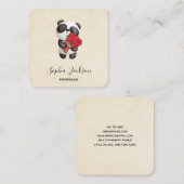 Cute Panda Beer met Rose Bouquet Vierkante Visitekaartje (Voorkant / Achterkant)