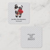 Cute Panda Beer met Rose Bouquet Vierkante Visitekaartje (Voorkant / Achterkant)