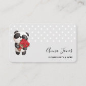 Cute Panda Beer met Rose Bouquet Visitekaartje (Voorkant)