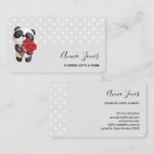 Cute Panda Beer met Rose Bouquet Visitekaartje (Voorkant / Achterkant)