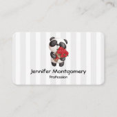 Cute Panda Beer met Rose Bouquet Visitekaartje (Voorkant)