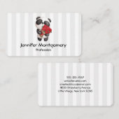 Cute Panda Beer met Rose Bouquet Visitekaartje (Voorkant / Achterkant)