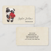 Cute Panda Beer met Rose Bouquet Visitekaartje (Voorkant / Achterkant)