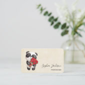Cute Panda Beer met Rose Bouquet Visitekaartje (Staand voorkant)