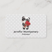 Cute Panda Beer met Rose Bouquet Visitekaartje (Voorkant)