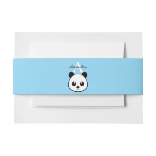 Cute Panda Beer Monogram Buikband Aangepaste Bab Uitnodigingen Wikkel