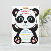 Cute Panda Beer & Multicolored Sweets Invitation Kaart (Staand voorkant)