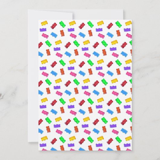 Cute Panda Beer & Multicolored Sweets Invitation Kaart (Achterkant)