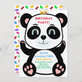 Cute Panda Beer & Multicolored Sweets Invitation Kaart