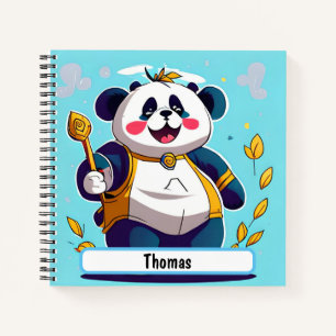 Cute Panda Beer Notitieboek met aangepaste Nametag
