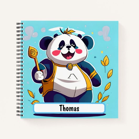 Cute Panda Beer Notitieboek met aangepaste Nametag (Voorkant)