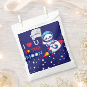 Cute Panda Beer on Rocket Ship Kinder Bedankzakje (Geknipt)
