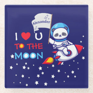 Cute Panda Beer on Rocket Ship Kinder Glazen Onderzetter