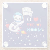 Cute Panda Beer on Rocket Ship Kinder Glazen Onderzetter (Achterkant)