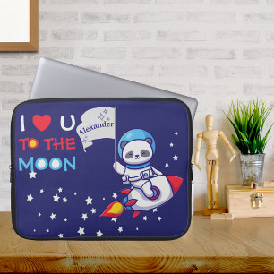 Cute Panda Beer on Rocket Ship Kinder Laptop Sleeve