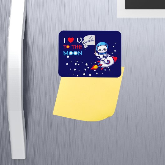 Cute Panda Beer on Rocket Ship Kinder Magneet