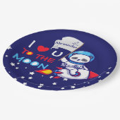 Cute Panda Beer on Rocket Ship Kinder Papieren Bordje (Gekanteld)