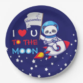 Cute Panda Beer on Rocket Ship Kinder Papieren Bordje (Voorkant)