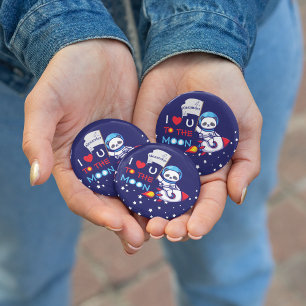 Cute Panda Beer on Rocket Ship Kinder Ronde Button 4,0 Cm