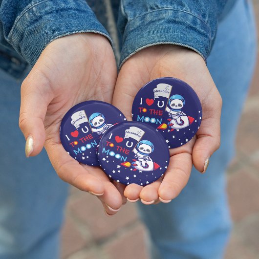 Cute Panda Beer on Rocket Ship Kinder Ronde Button 4,0 Cm