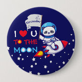 Cute Panda Beer on Rocket Ship Kinder Ronde Button 4,0 Cm (Voorkant)