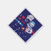 Cute Panda Beer on Rocket Ship Kinder Servet (Hoek)