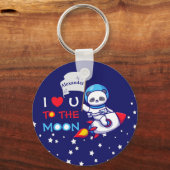 Cute Panda Beer on Rocket Ship Kinder Sleutelhanger (Voorkant)
