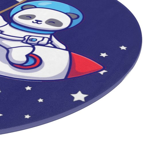 Cute Panda Beer on Rocket Ship Kinder Snijplank (Hoek)