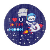 Cute Panda Beer on Rocket Ship Kinder Snijplank (Voorkant)