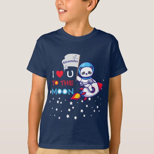 Cute Panda Beer on Rocket Ship Kinder T-shirt (Voorkant)
