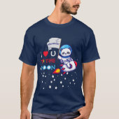 Cute Panda Beer on Rocket Ship Kinder T-shirt (Voorkant)