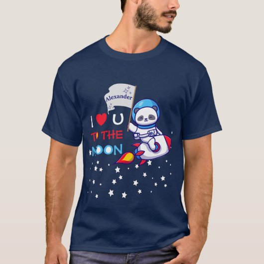 Cute Panda Beer on Rocket Ship Kinder T-shirt (Voorkant)