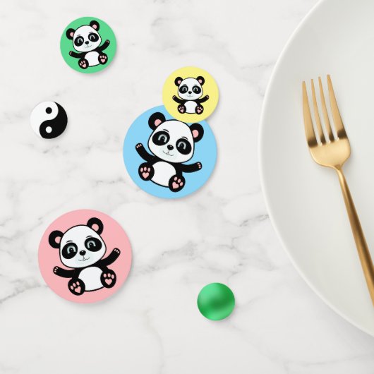 Cute panda-beer op meerdere kleuren confetti (Groep)