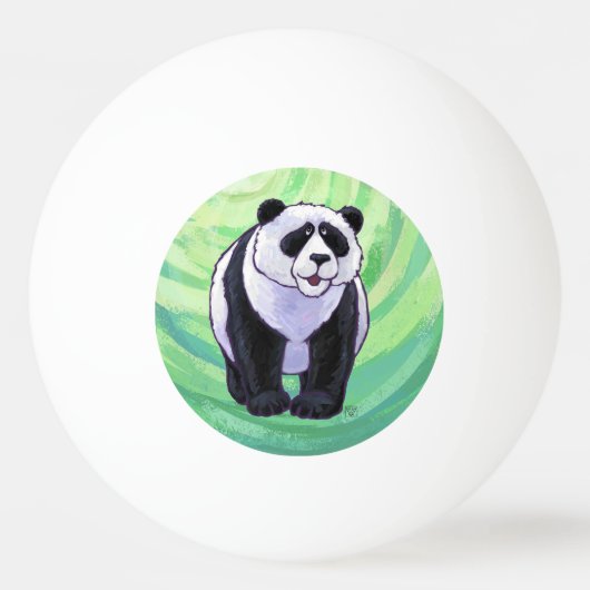 Cute Panda Beer over Groen Pingpongbal (Achterkant)