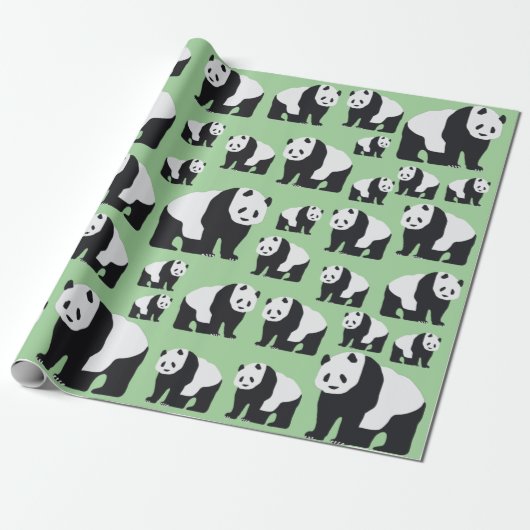 Cute Panda Beer Pattern Cadeaupapier (Uitgerold)