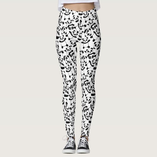 Cute Panda Beer Pattern Fun Animal Leggings (Voorkant)