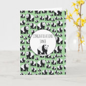 Cute Panda Beer Pattern Gefeliciteerd Kaart (Gele Bloem)