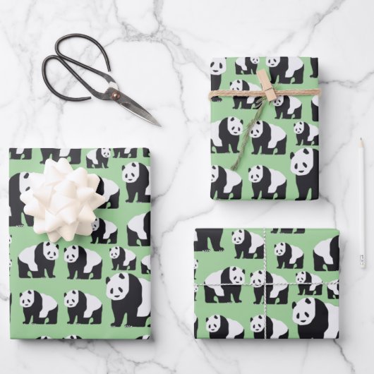 Cute Panda Beer Pattern Inpakpapier Vel (Voorkant)
