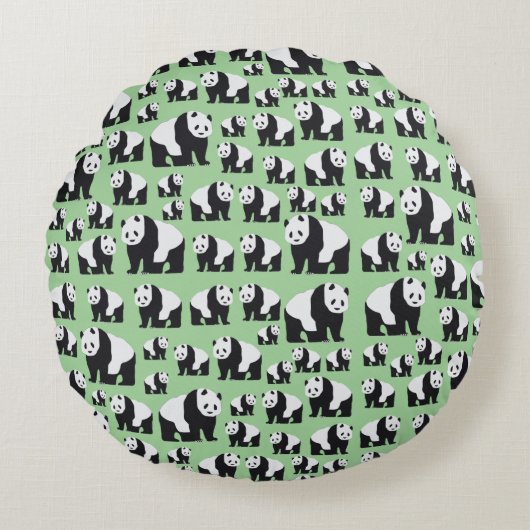 Cute Panda Beer Pattern Rond Kussen (Voorkant)