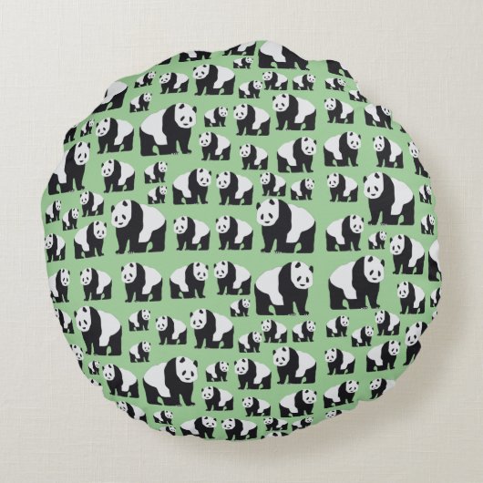 Cute Panda Beer Pattern Rond Kussen (Achterkant)