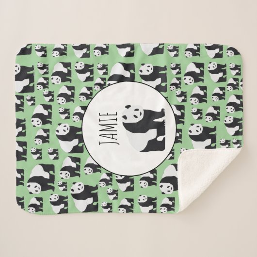 Cute Panda Beer Pattern Sherpa Deken (Voorkant (horizontaal))