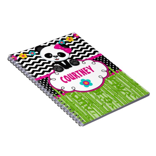 Cute Panda Beer Personalized Name Notitieboek Jour (Rechterzijde)