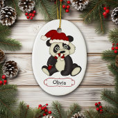 Cute Panda Beer Persoonlijk kerstfeest Keramisch Ornament