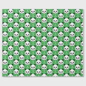 Cute Panda Beer – Persoonlijk Monogram Cadeaupapier (Vlak)