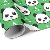 Cute Panda Beer – Persoonlijk Monogram Cadeaupapier (Rol Hoek)