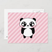 Cute Panda Beer Pink Stripes Achtergrond Briefkaart (Voorkant / Achterkant)