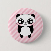 Cute Panda Beer Pink Stripes Achtergrond Ronde Button 5,7 Cm (Voorkant)