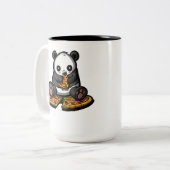 Cute Panda Beer Pizza Lover Tweekleurige Koffiemok (Voorkant links)